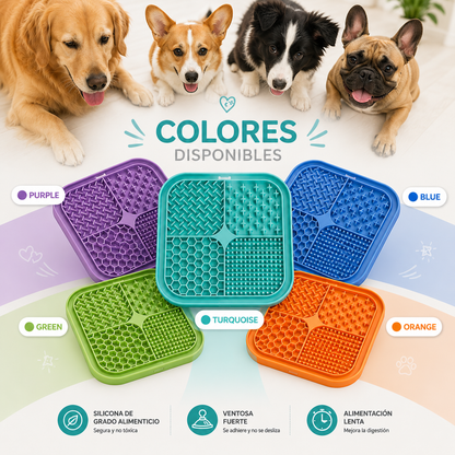 Alfombrilla Lick Mat Antiestrés para Perros y Gatos | Comedero Lento de Silicona con Ventosas