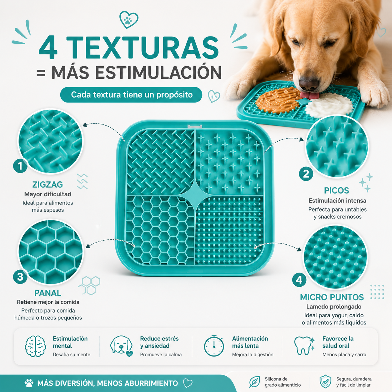 Alfombrilla Lick Mat Antiestrés para Perros y Gatos | Comedero Lento de Silicona con Ventosas