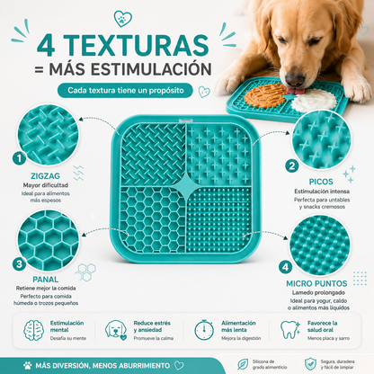 Alfombrilla Lick Mat Antiestrés para Perros y Gatos | Comedero Lento de Silicona con Ventosas